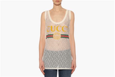 gucci logo lace top